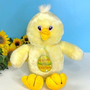 RARE Vintage Hugfun Happy Easter Yellow Chick‎ Duck 15" Plush Stuffed Animal Toy